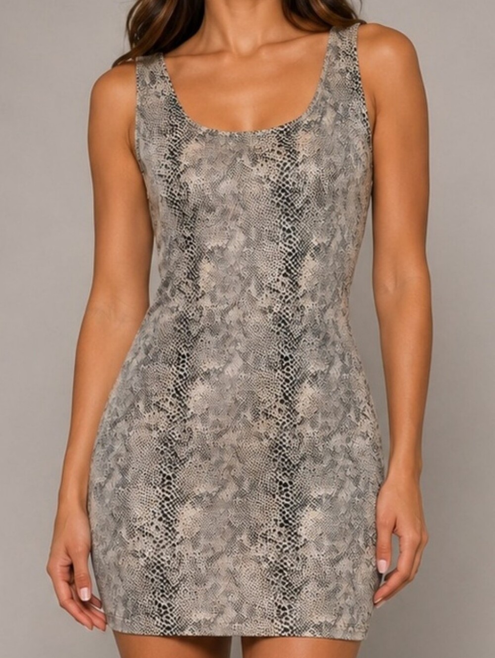 Haute Monde Y2K Snakeskin Print Bodycon Mini Dress Size M